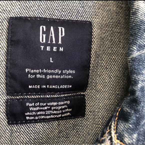 NWT Gap Teens Medium Washed Oversized Denim Jacket Size Large 10. - Picture 9 of 14
